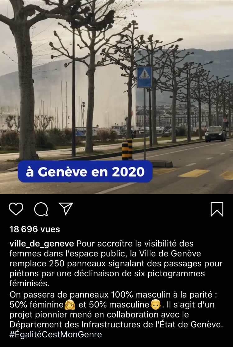 Féminisation des panneaux dans la ville de Genève pour 2020